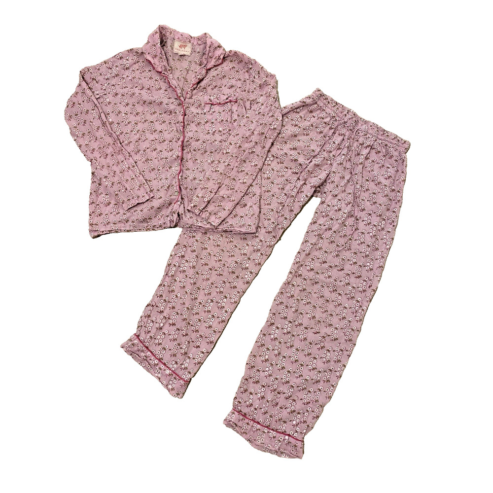 Banjanan Long Sleeve Pajama Set XS Pink Floral Boho Designer Lounge Preppy